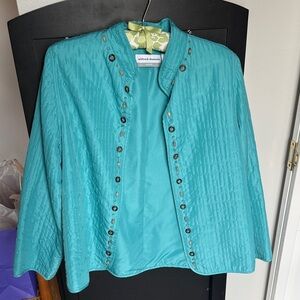 Alfred Dunner Turquoise Blouse with Button Accents